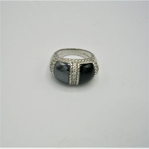 Judith Ripka Onyx and Hematite Sterling Ring